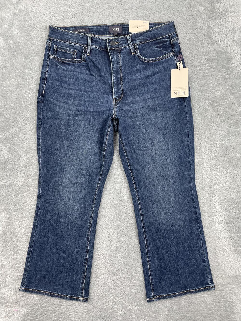 NYDJ Billie Mini Boot Ankle Jeans Womens 14WP Blue Med Wash High Rise Stretch